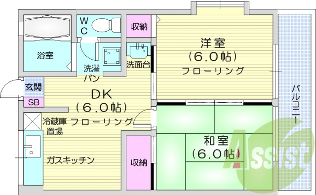 ＴＶ付インターホン、エアコン、BSアンテナ、バルコニー。