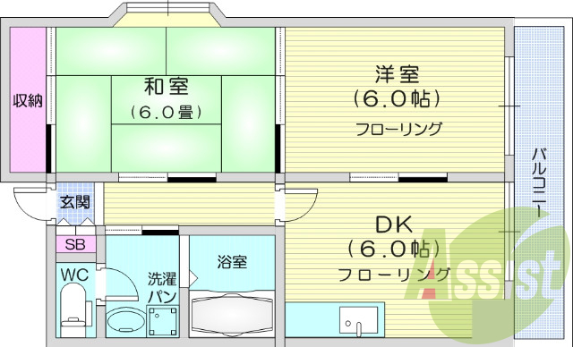 2ＤＫ、都市ガス、追い焚き、カメラ付きインターホン