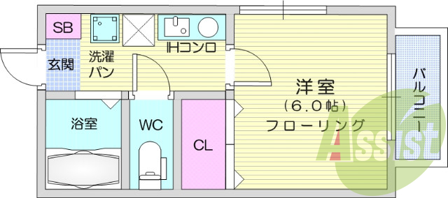 1Ｋ、ＩＨコンロ、エアコン、クローゼット、プロパンガス
