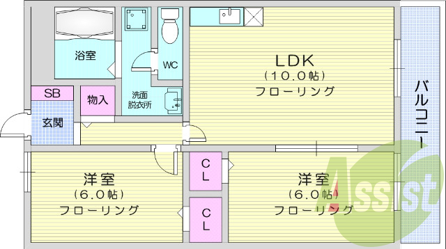 ２ＬＤＫ・エアコン・独立洗面台・モニター付きインターホン