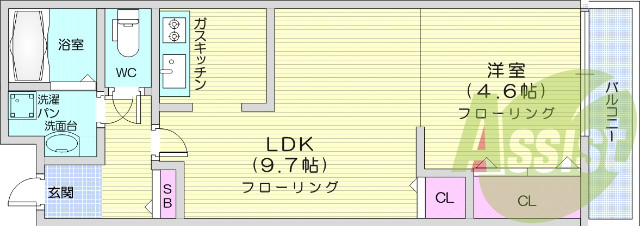 1LDK・オートロック・バストイレ別・TVインターホン