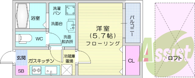1K、モニター付きインターホン、エアコン