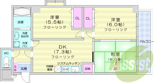お写真は301号室のものです。参考にしてくださいませ。