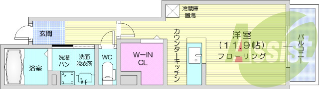1K、エアコン、バストイレ別、モニターインターホン