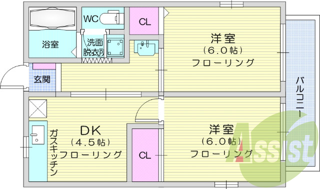 ２ＤＫ、洗浄便座、モニタフォン、エアコン、洋室
