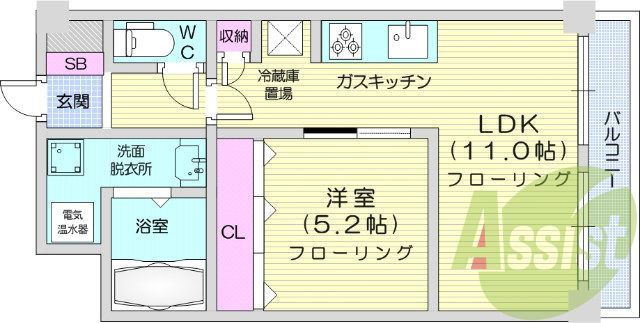 1LDK、エアコン、インターホン、ウォシュレット機能