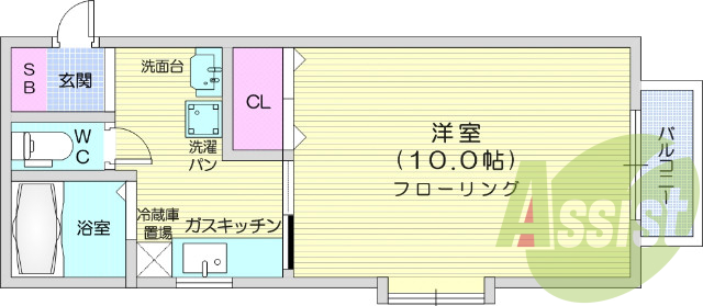 1K、ウォシュレット付き、シャンプードレッサー