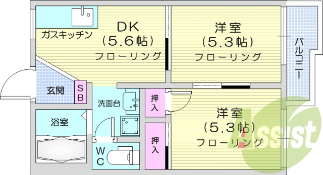 お写真は202号室のものです。参考にしてくださいませ。