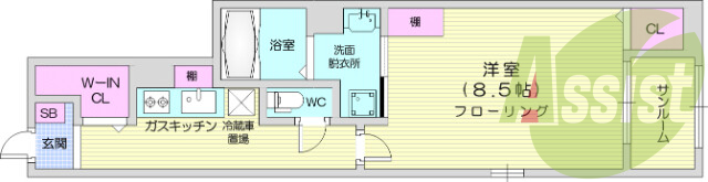 1K、バストイレ別、システムキッチン、浴室乾燥機