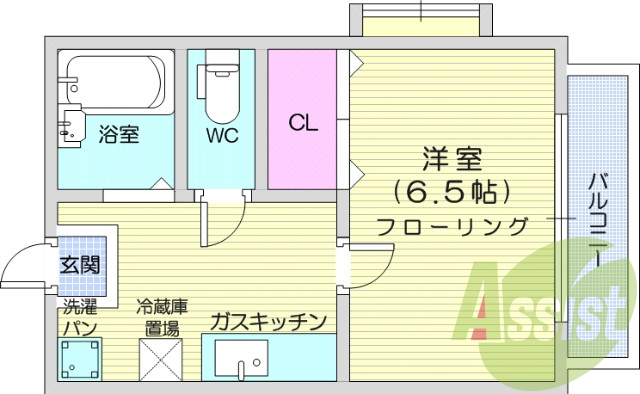 １K、ウォークインクローゼット、モニター付きインターホン
