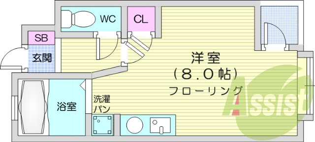 ワンルーム、南向き、閑静な住宅街、都市ガス