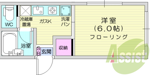 1K、オートロック、宅配BOX、浴室乾燥機、エアコン