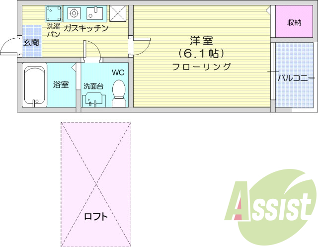 お写真は202号室のものです。参考にしてくださいませ。