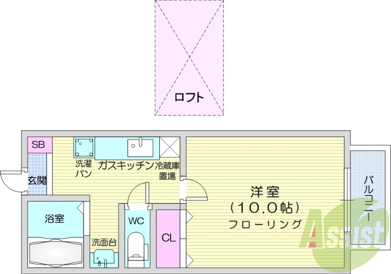 1k、独立洗面台、日当たり良好、インターホン