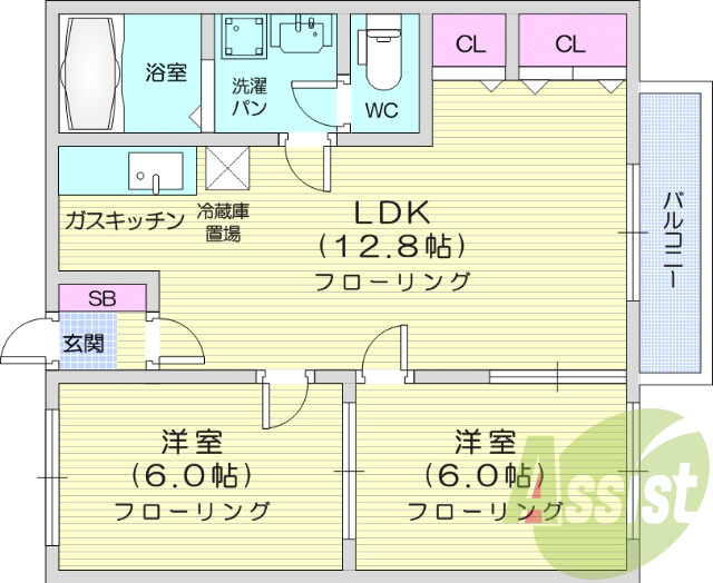 3DK、追い焚き機能、バストイレ別、エアコン