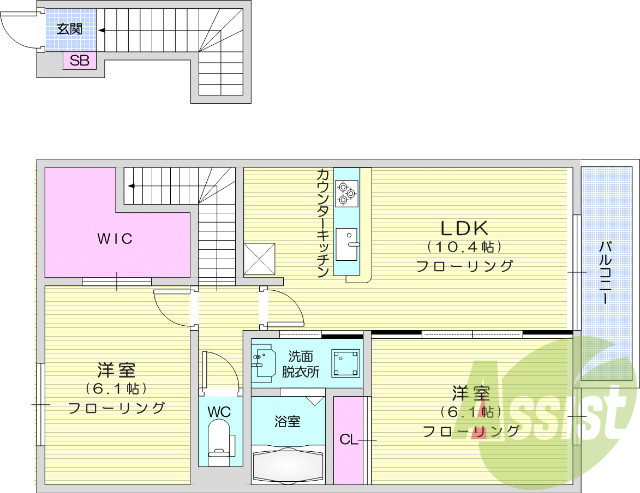 2LDK・ウォシュレット機能・シャンプードレッサー