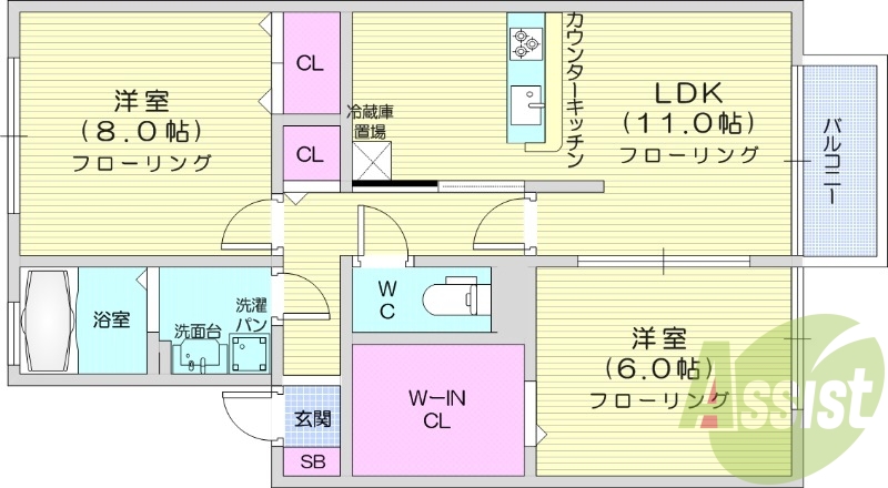 2LDK、ペット飼育可、ウォシュレット、モニターインターホン