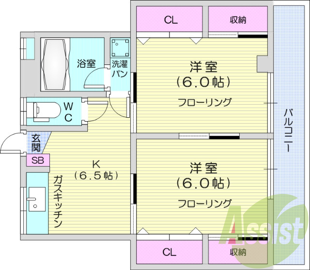 ２K、BT別、バルコニー、エアコン、都市ガス、シェアハウス可