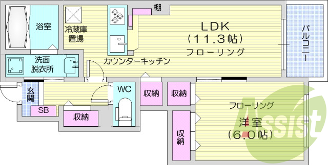 １LDK、インターネット無料、浴室乾燥機