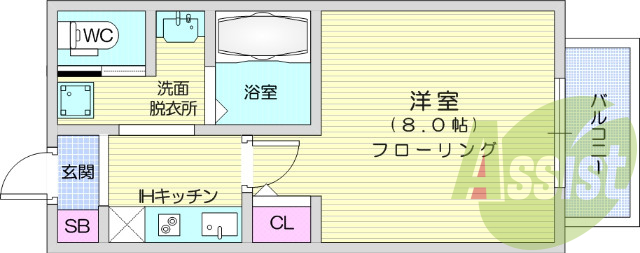 1K、収納、セパレート、エアコン、インターホン、シャワー