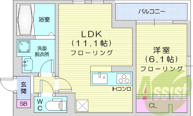 1LDK、オートロック、浴室乾燥、追い焚き、洗面化粧台