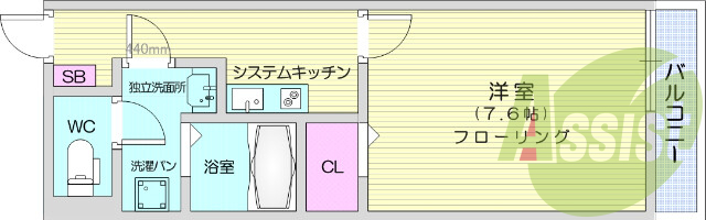 1K、フローリング、エアコン、モニターホン