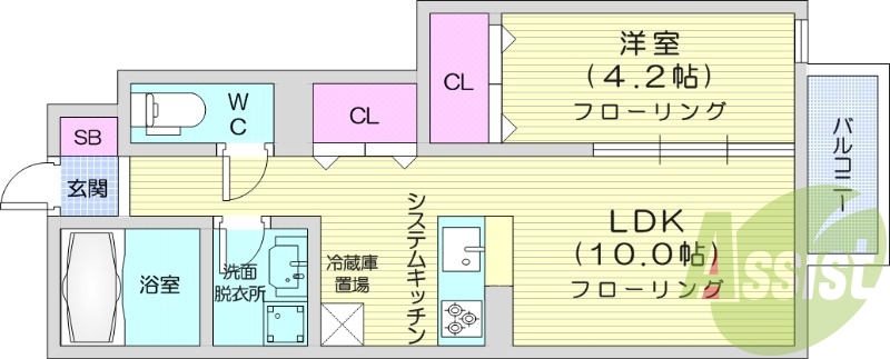 1LDK、ＴＶインターホン、温水洗浄便座