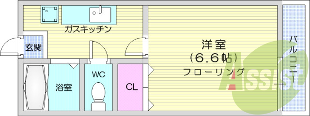 1K、BT別、プロパンガス、モニター付きインターホン