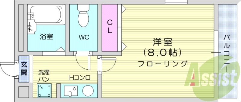 1K、南向き、インターネット無料、ペット飼育可