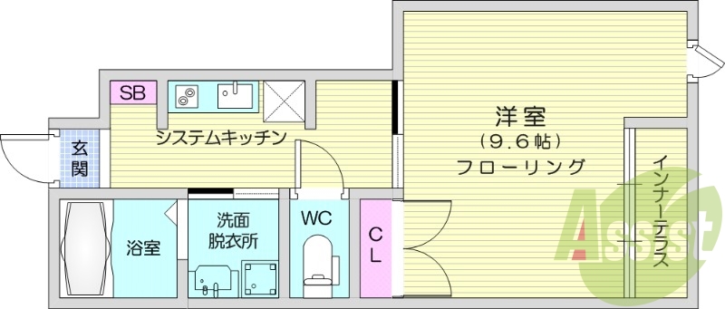 1K、独立洗面台、エアコン、追い焚き、モニターホン