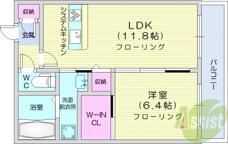 １LDK、シャンプードレッサー、追い焚き