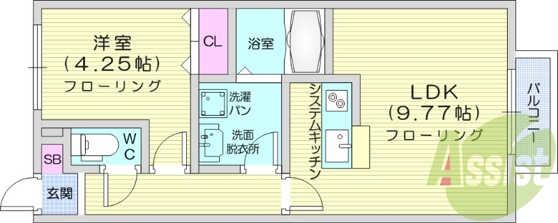 1LDK、エアコン、室内洗濯機置場、トイレ浴室別、収納