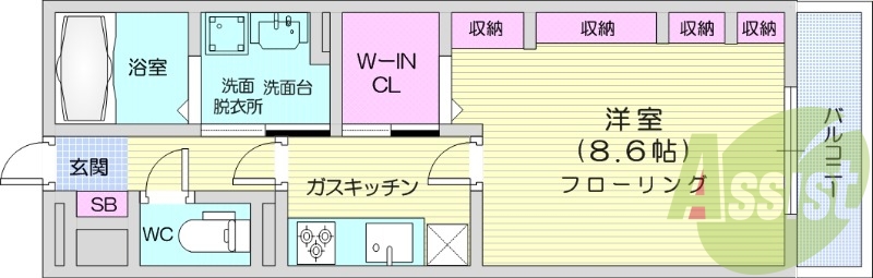 オートロック、インターネット無料、システムキッチン