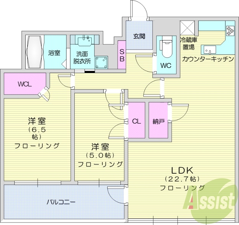 3ＬＤＫ、カウンターキッチン、バス・トイレ別、