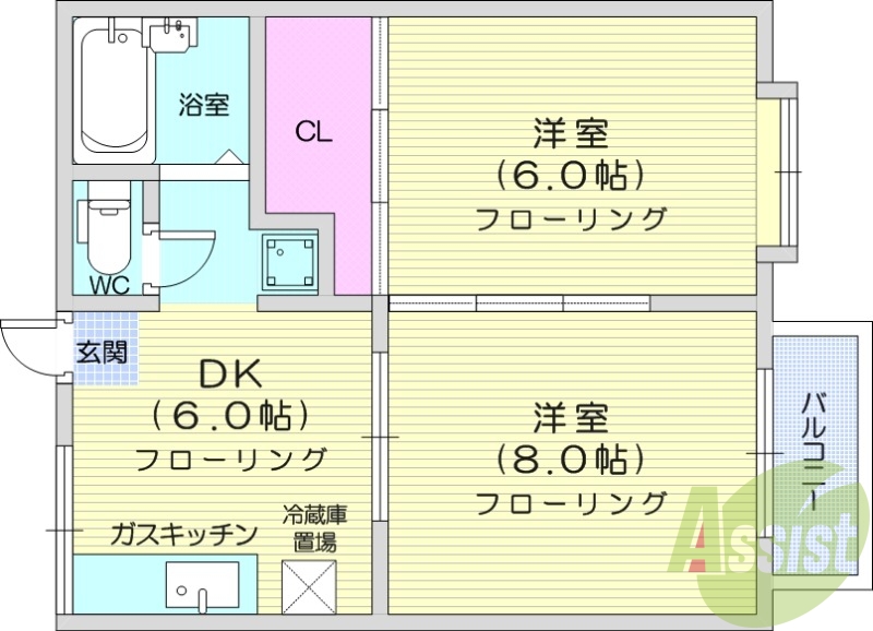 ２DK、エアコン、モニターインターホン、追い焚き