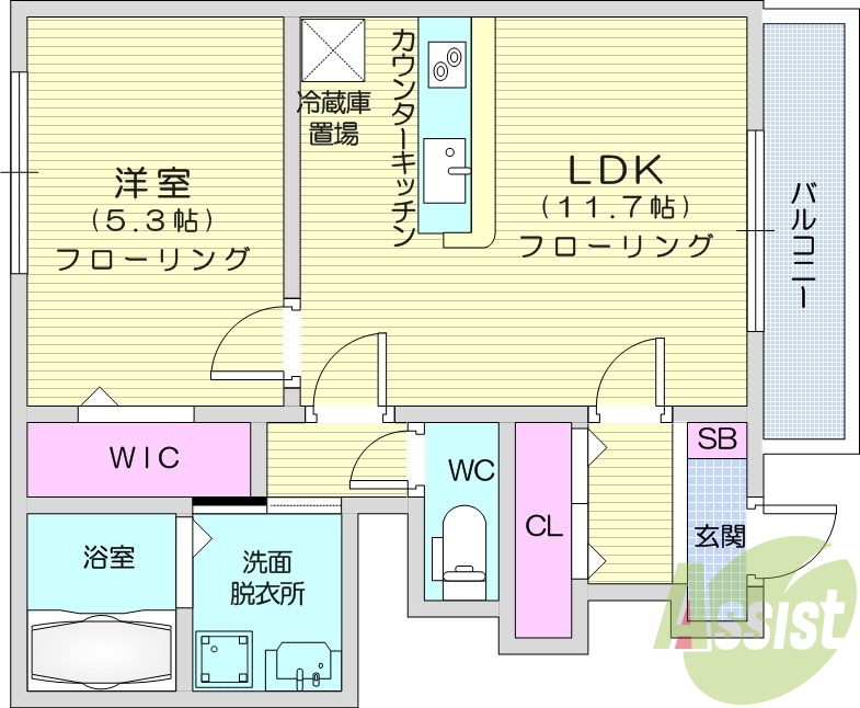 1LDK、インターネット無料、エアコン、独立洗面台