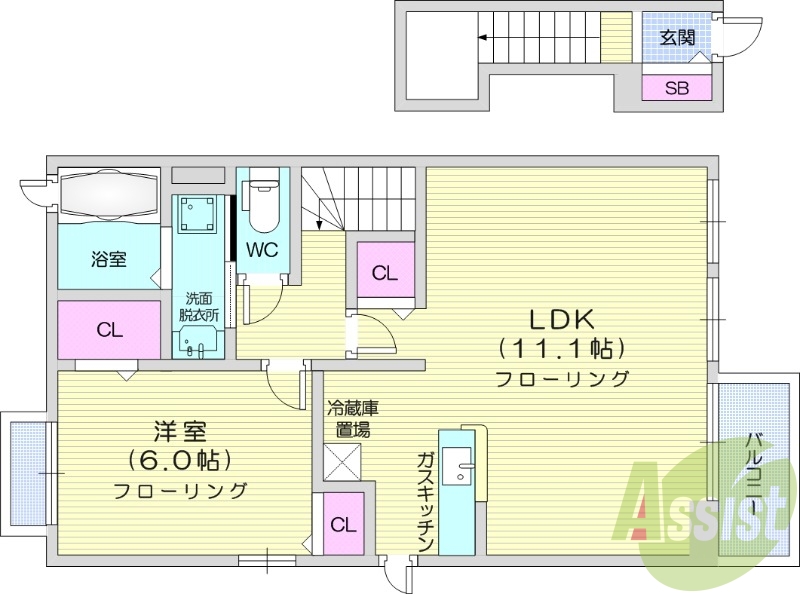 １LDK、追い焚き機能、浴室乾燥、バルコニー、バストイレ別