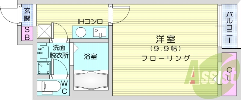 1K、エアコン、フローリング、シューズボックス