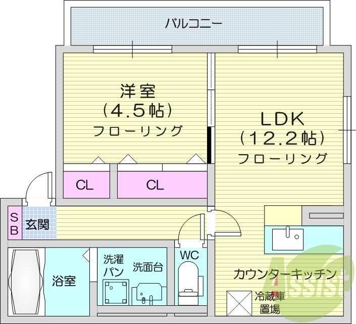 1LDK、BT別、追焚機能、独立洗面台、温水洗浄便座