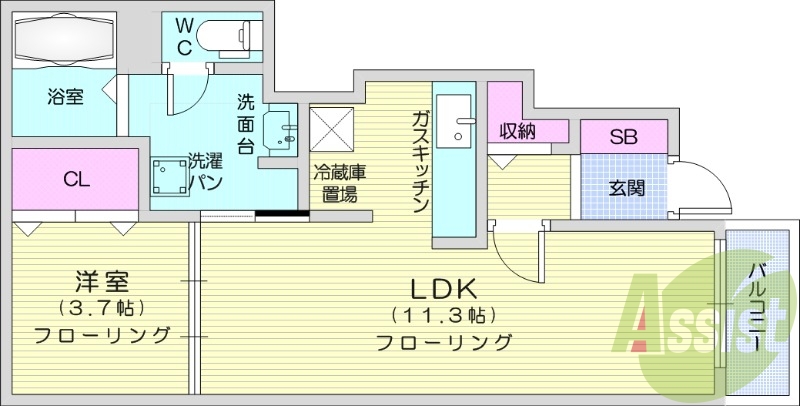 1LDK、浴室乾燥機付き、温水洗浄便座、