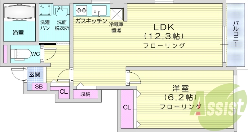 １LDK、追い炊き付、浴室乾燥機、TVインターホン