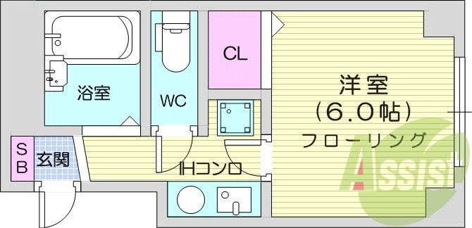 1K、温水洗浄便座、都市ガス、エアコン。