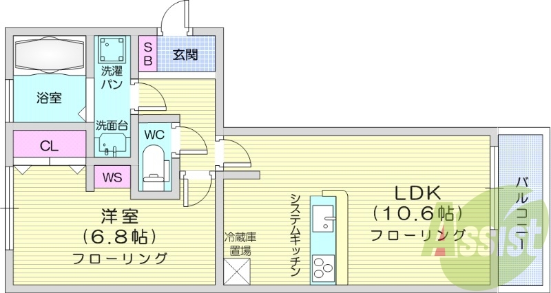１LDK、フローリング、エアコン、クローゼット