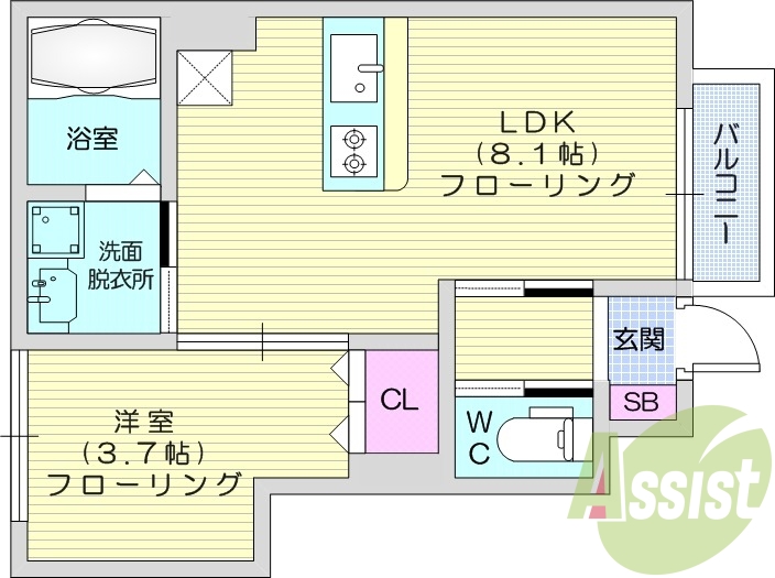 1LDK、追焚機能、浴室乾燥機、温水洗浄便座
