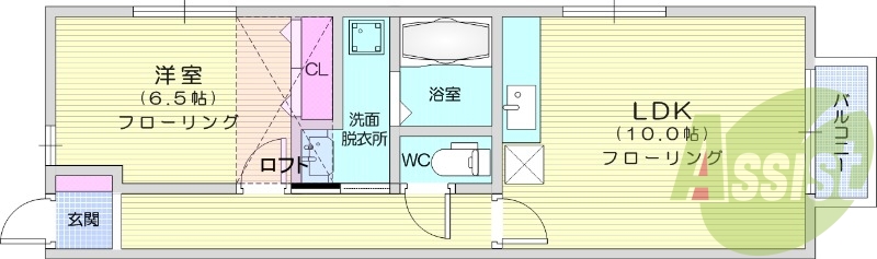 1LDK、追い焚き、エアコン、温水洗浄便座、浴室窓、下駄箱