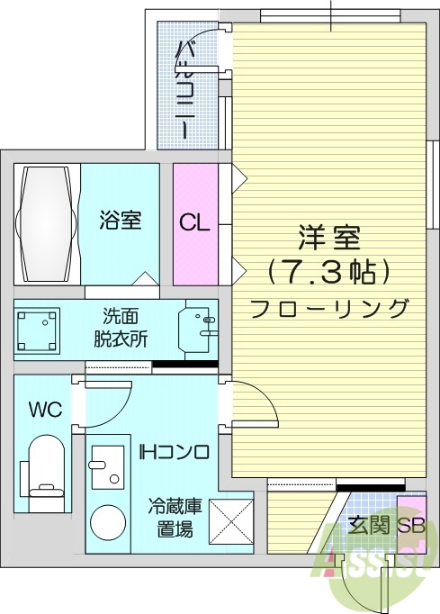 1K、独立洗面台、浴室乾燥機、オートロック