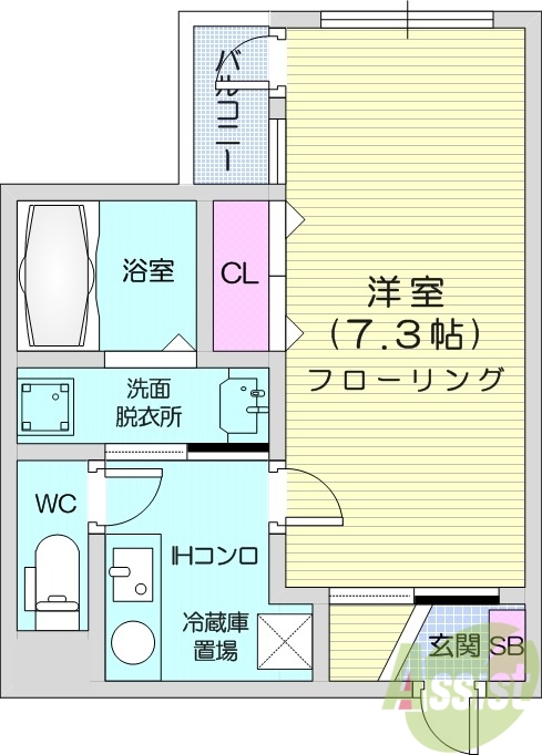 1K、独立洗面台、浴室乾燥機、オートロック