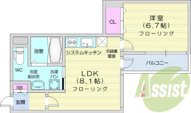 1LDK、システムキッチン、ペット可、オートロック