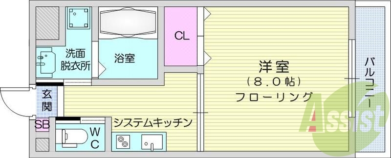 1K、都市ガス、モニター付きインターホン、B・T別、エアコン