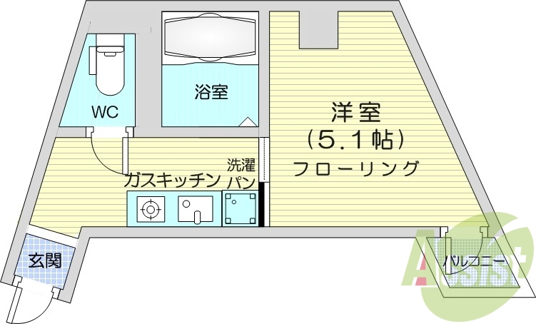 1K、ミニ冷蔵庫付き、インターネット無料